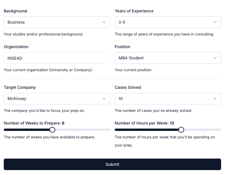 Study Plan Input